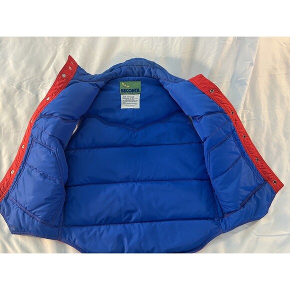 Vintage Beconta 70s Down SKI VEST red and blue snap front unisex adult S - Picture 5 of 9